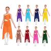 Girls Shiny Rhinestone Dance Dress One Shoulder Sleeveless Cutout Design Flowy High Low Mesh Skirt Costume