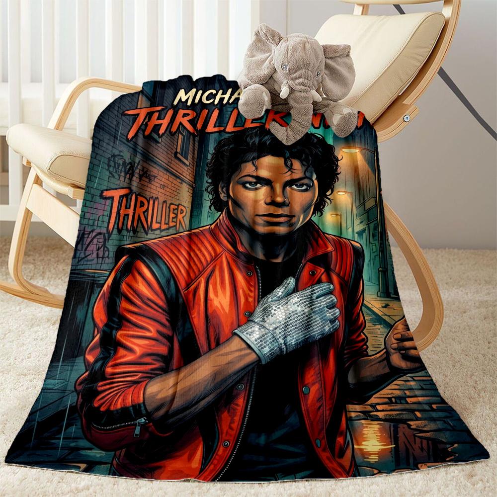 Michael Jackson Vibrant Pop Icon Portrait Blanket Warmthful Decor Suitable For Chair Sofa Bedding For All Occasions Digital Print Birthday Christmas G