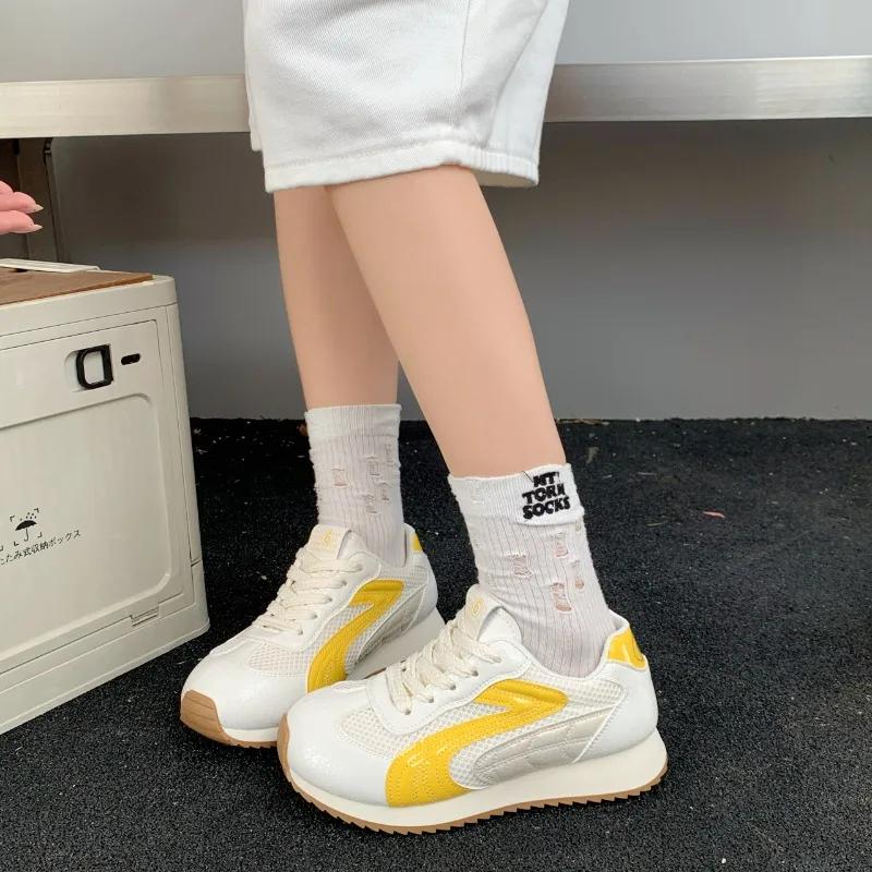 Fashion 2025 Fashion Ladies Shoes Lace-up Women's Vulcanize Shoes New Color Matching Mesh Best Seller Comfortable Breathable Sneakers