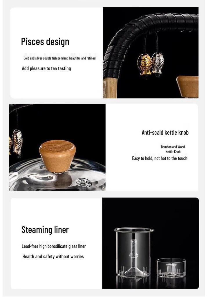 2025 Automatic Electric Ceramic Stove & Large Glass Tea Kettle Set - High Temp Resistant for Brewing