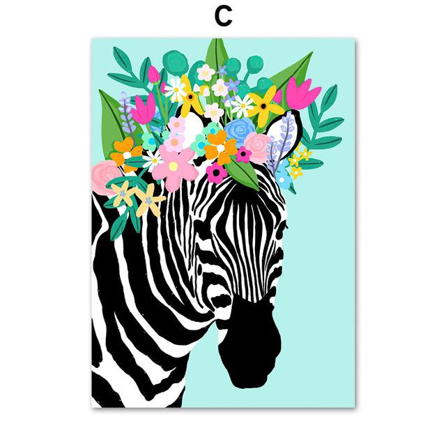 Abstract Leopard Poodle Zebra Vase Wall Art Canvas Painting Nordic Posters And Prints Wall Pictures For Pink Living Room Decor No Frame