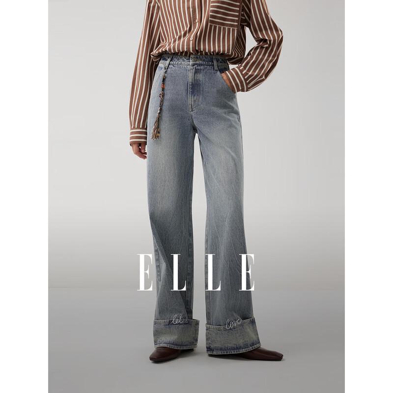 

Женские джинсы прямого кроя с жаккардовым узором в стиле модерн-ретро от ELLE M