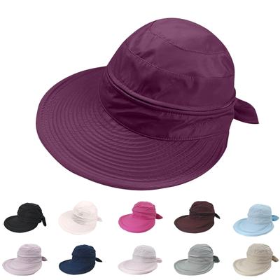 Dámský klobouk proti slunci Outdoor Travel Bowknot Prázdný cylindr Odnímatelný plážový klobouk proti slunci