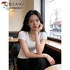 Women's Ribbed Slim Fit U-Neck Short Sleeve T-Shirt