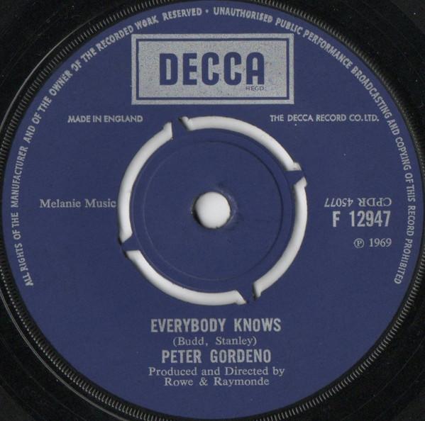 

7inch Record PETER GORDENO (2) - Everybody Knows F12947 Decca 1969 UK Pop Used
