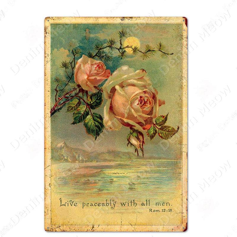 Frisch geschnittene Blumen Vintage Metallblechschild Wandplakette für Floristen Garten Hinterhof Café Familiengeschenk Dekoration N