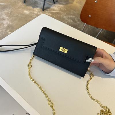 Luxury Genuine Leather Women Shoulder Bags Small Chains Turnlock Crossbody Bag Textured Cowhide Mini Handbag WOC Purse Without Logo