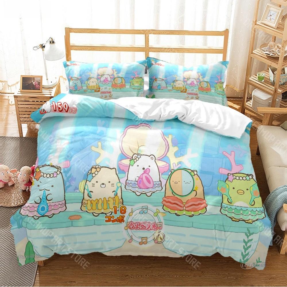 3D Print Sumikko Gurashi Cute Cartoon Bedding Set for Boys Girls Duvet Cover Pillowcase Twin Queen King Full Single Double Sizes