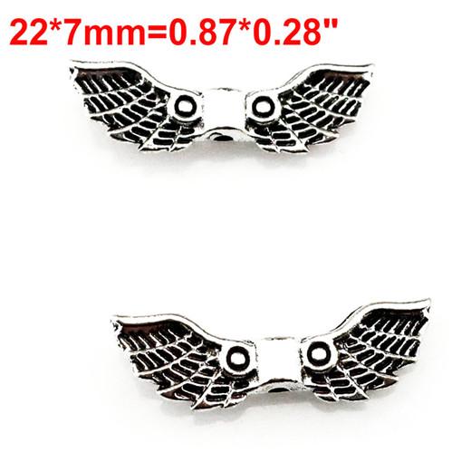 10PCS Vintage Antique Silver Color Alloy Angel Feather Wing Pendant For DIY Jewelry Making