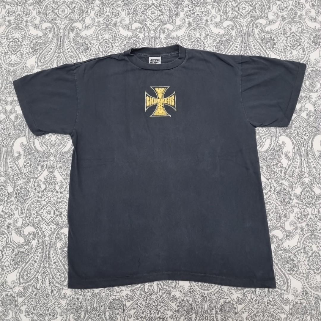 West Coast Choppers Vintage Cross T-Shirt Mens Womens Tees Top Black Yellow Logo Print T S