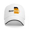 Beer Hub Logo Baseballpet Zwarte Pet met Oranje Bierpul Ontwerp voor Bierliefhebbers Casual Kledingstijl