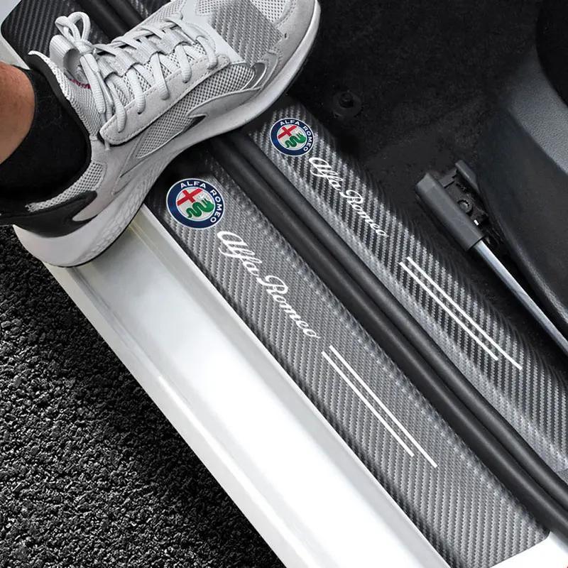 Car Door Threshold Scuff Plate Decals for Alfa Romeo 156 159 147 155 Mito Giulia GT Giulietta Stelvio Trunk Bumper Sill Stickers