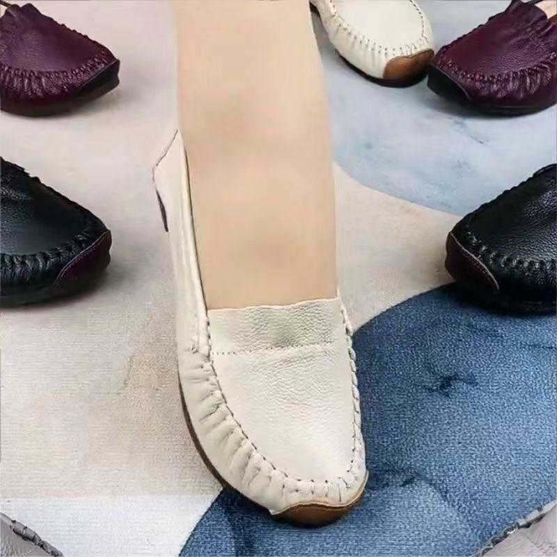 

Foreign trade flat bottom versatile soft sole soft surface small single shoes women s 2025 autumn new mother shoes one pedal women s shoes 35 бежевый