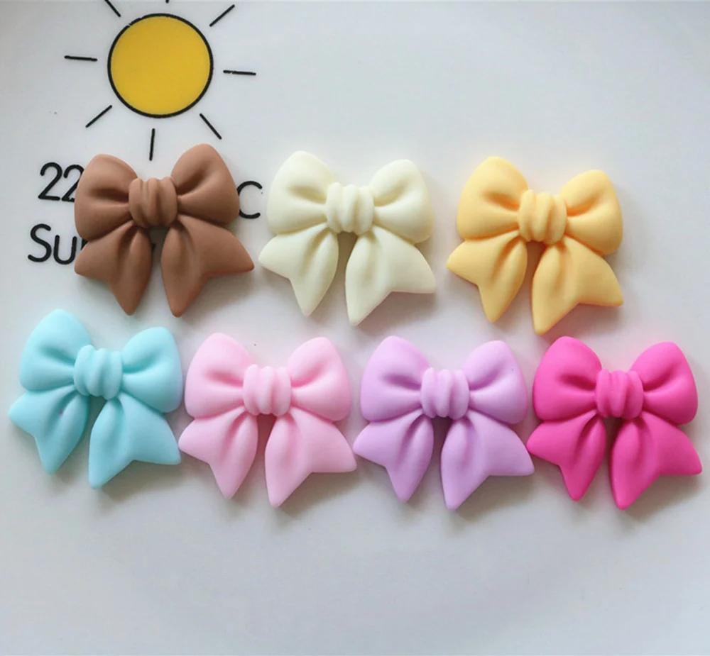 10PCS Cartoon Colorful Bow Resin Decoration Crafts Flatback Cabochon Scrapbooking Fit Phone Decor Embellishments DIY Accessories