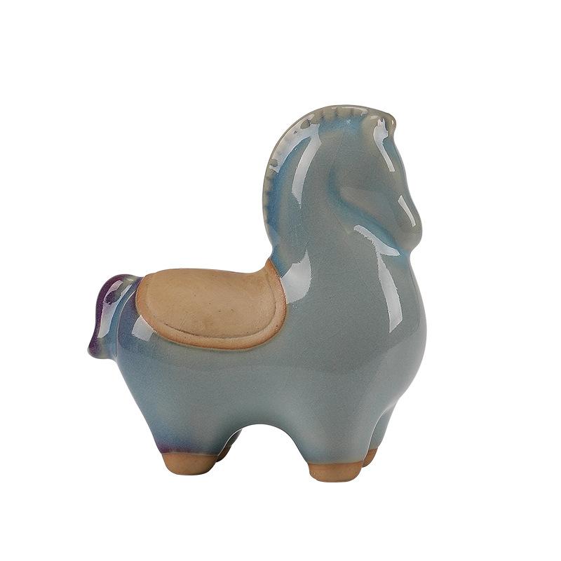 Tang Horse Ceramic Figurine Tea Pet for Living Room Entryway Wine Cabinet Office Desk Tea Table Home Accent Decor Gift
