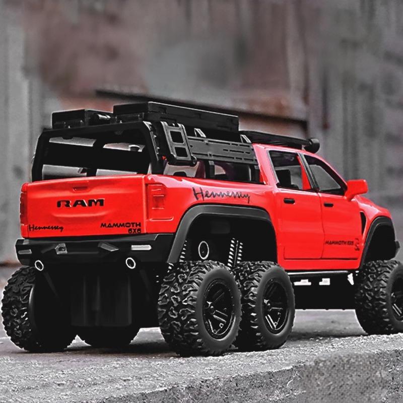 1/32 Scale Dodge Tyrannosaurus RAM 1500 TRX 6X6 Pickup Truck Alloy Car Model Diecast Collection Hobbies Simulation Birthday Gifts Boy