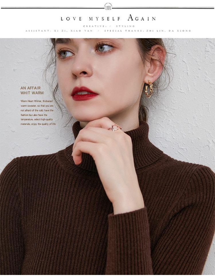 Women's High Neck Ribbed Wool Sweater - Slim Fit, Thicken Knitted Pullover for Autumn/Winter 2025