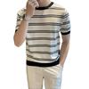 Korean Style Slim Fit Men's Striped Ice Silk T-Shirt