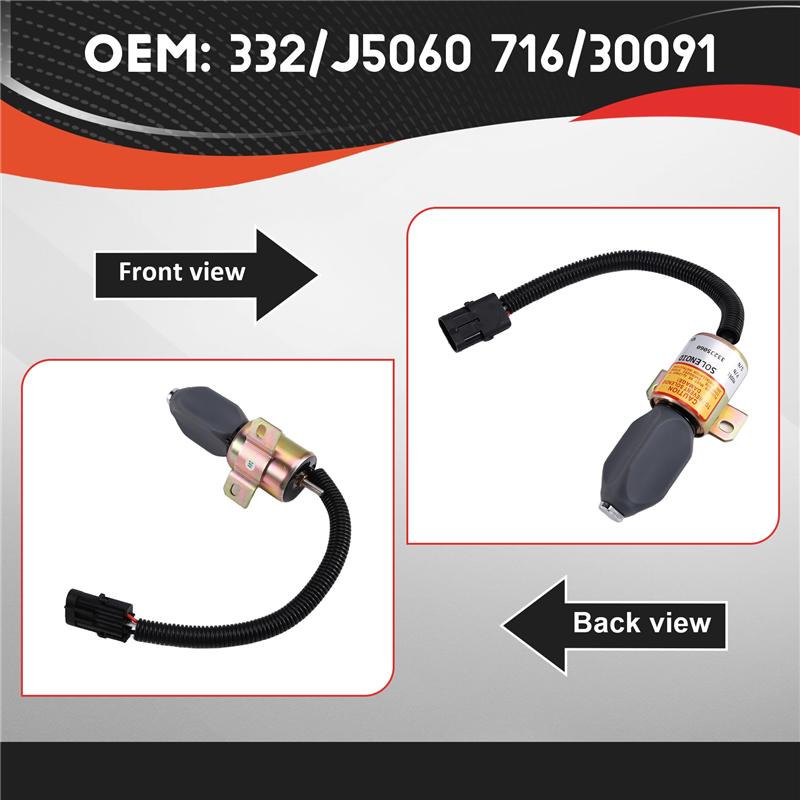 Efficientt-For JCB JS130 JS160 JS180 JS240 JS260 JS330 Flameout 24V Fuel Shut Off Solenoid Valve 332/J5060 716/30091