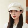 Classic Belt Decor Wool Beret Hats Elegant Octagonal Newsboy Hat Painter Cap Vintage Solid Color Berets for Women Autumn & Winter