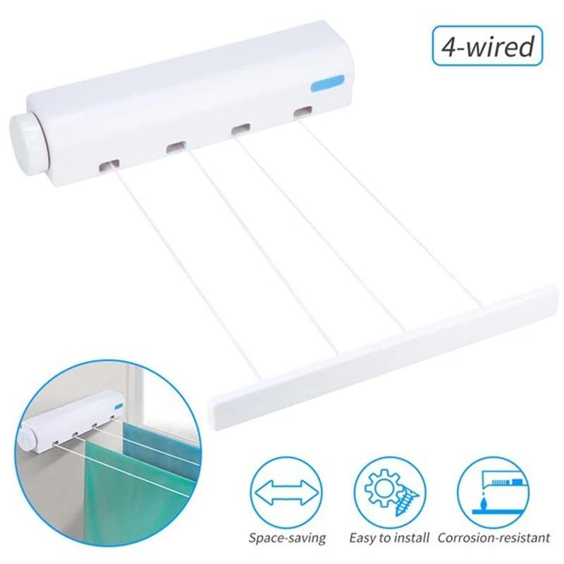 Appendiabiti Retrattile da Interno Corda Appendiabiti a Parete Stendibiancheria Flessibile Asciugabiancheria da Bagno