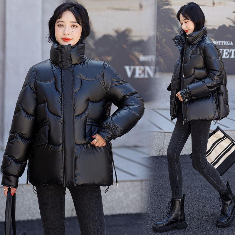 New Winter Jacket Parkas Women Glossy Down Cotton Jacket Hooded Parka Warm Female Cotton Padded Jacket Casual Outwear