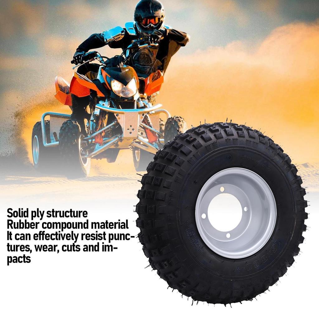 EBTOOLS 16x8to7 Tubeless Tires, Vacuum Tubeless Tires with Rims for ATVs, UTVs, Quads, Off-Road Go-Karts, 7-Inch Puncture Protection