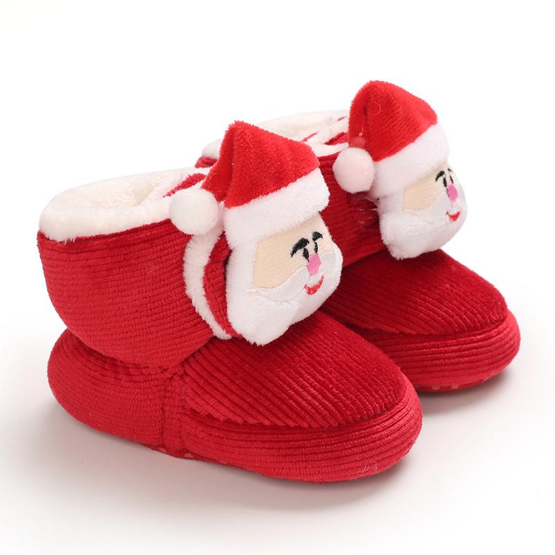 Christmas Newborn Baby Shoes Boys Girls Toddler First Walkers Soft Bottom Infant Flats Warm Snow Boots 0-18Months