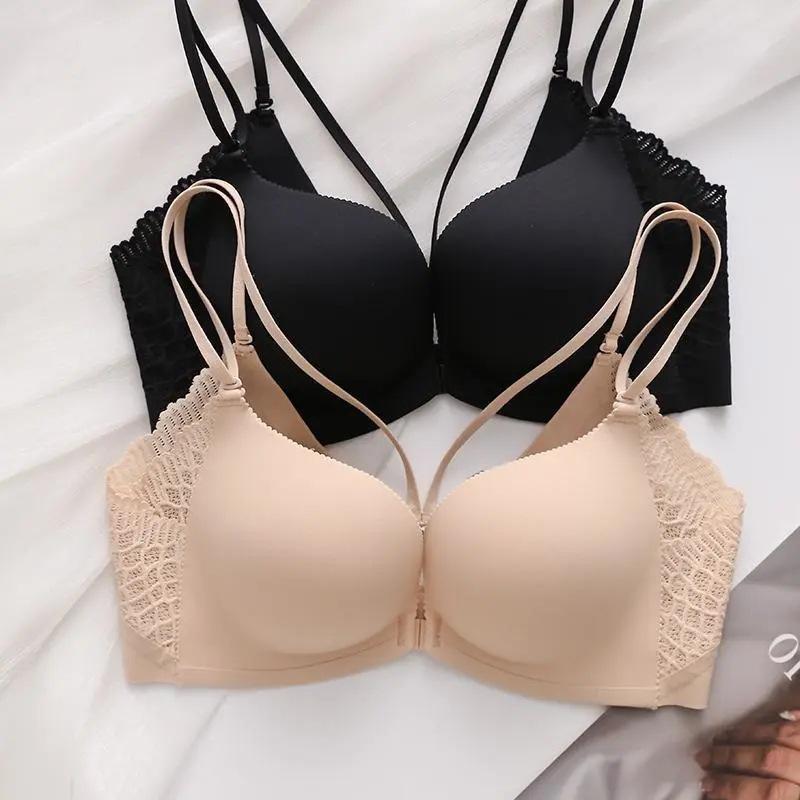 Front buckle seamless beautiful back bra without steel ring bra, large chest showing small seamless women's smooth surface gathering bra cover