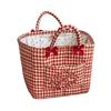 Handheld Red Plaid Storage Basket Large Capacity Clothes Toys Storage Basket  Picnic