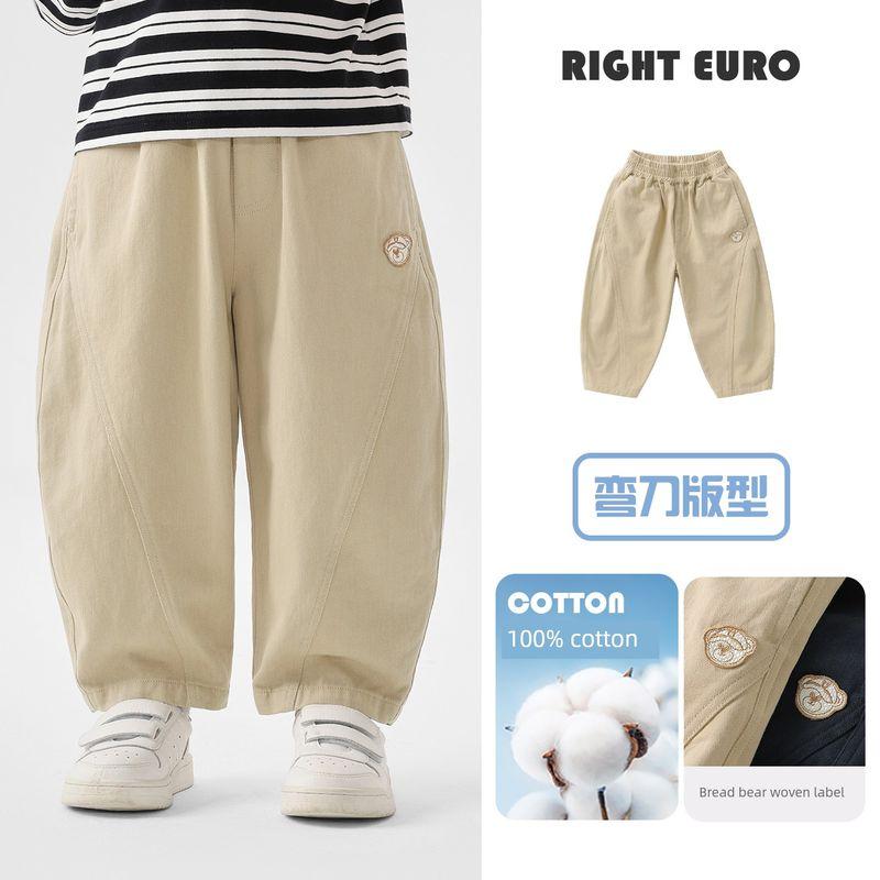 Right European Style Boys' Pure Cotton Casual Simple Pants 2026 New Spring and Autumn Children's Clothing Baby Boys' Pants