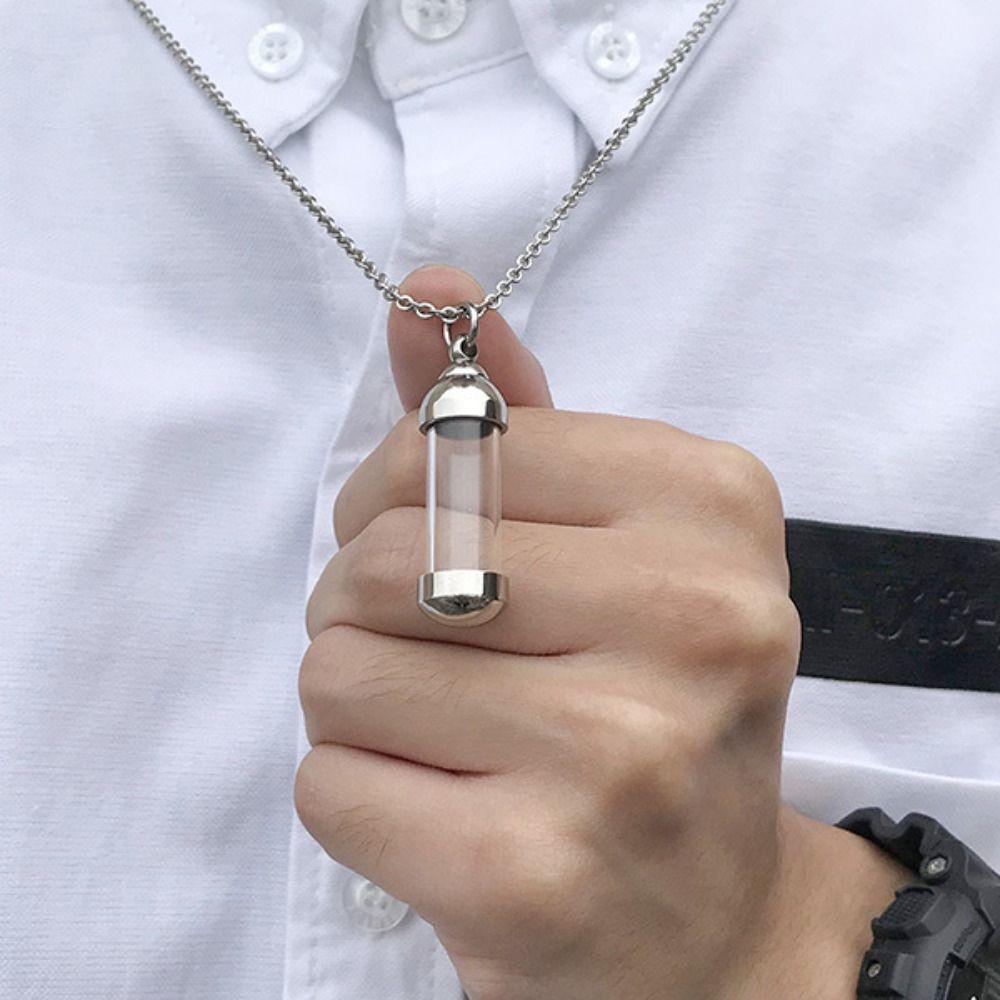 Can Open Gift Urn Necklace Ashes Cremation Memorial Pendants Stainless Steel Hollow Tube Necklaces