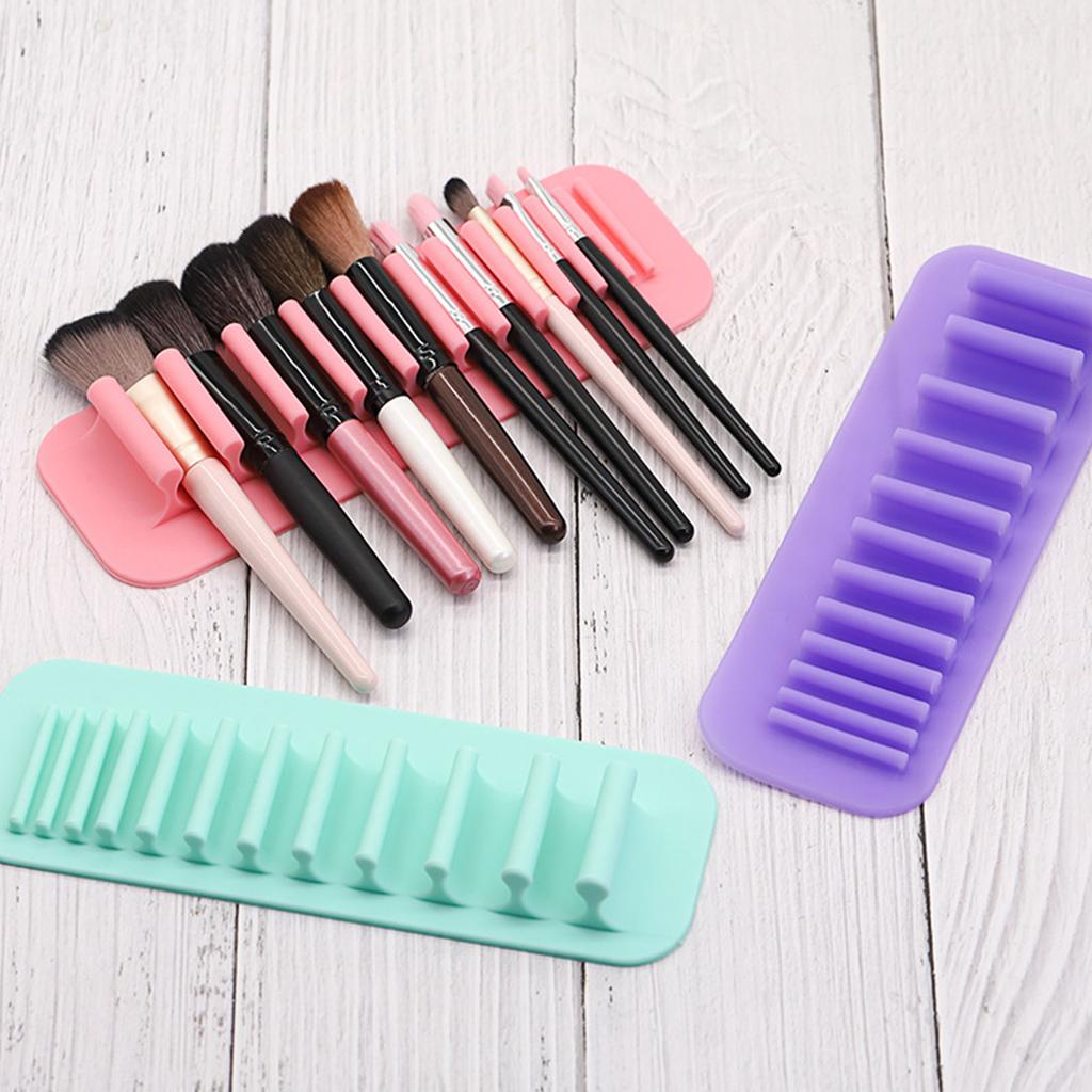 Multicolor Silicone Cosmetic Brush Drying Rack Wall-Mounted Brush Storage Rack Non-punching Cosmetic Brush Storage Rack