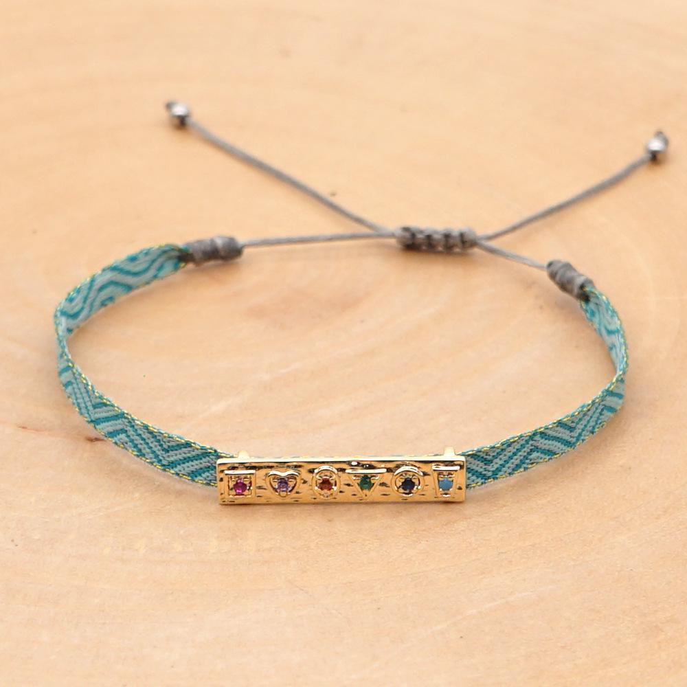 Retro Pattern Bohemian Spanish Court Hand-Woven Bracelet with Micro-Inlay