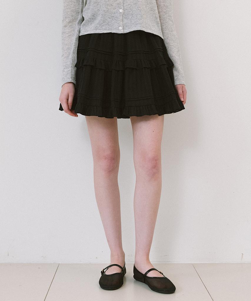 Laminez Tiered Ruffle Skirt - Black