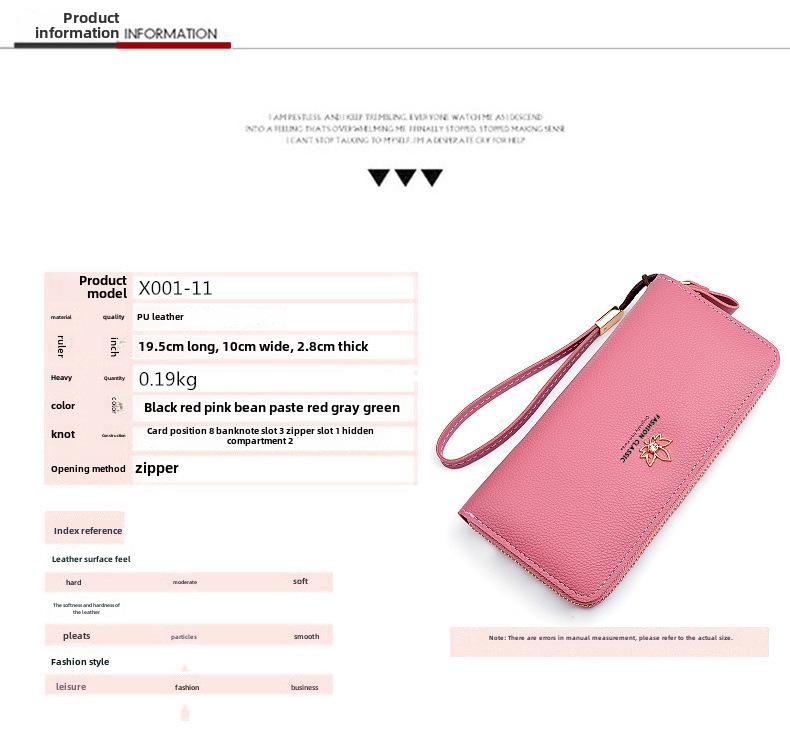 Dámská módní dlouhá peněženka na zip - velkoobjemová kabelka se vzorem liči a kapsou na mobilní telefon