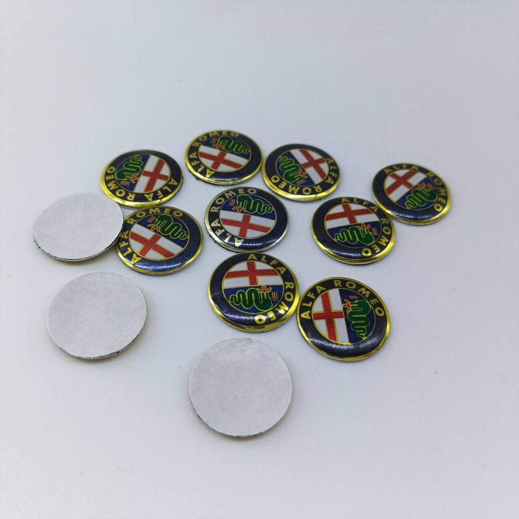 BQVLT1 2pcs11mm 14mm 15mm ForAlfa Romeo 159 147 156 Giulietta GT Aluminium Car Key Emblem StickersMito Brera Giulia F1 Stelvio Volante