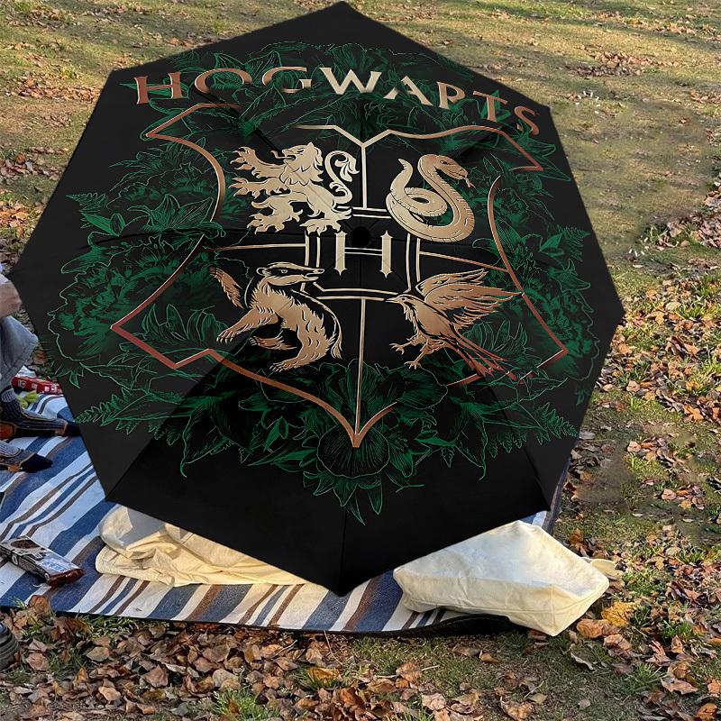 1 ks Deštník s erbem Bradavic - 8 žeber vyztužený, automatické otevírání, lehký a odolný, roztomilý módní doplněk pro venkovní použití, D2702