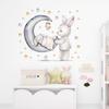 Sleeping Baby Bunny In Moon Cradle Wall Stickers, Cute Cartoon Self-Adhesive Decor for Kids Room Kindergarten Decoration