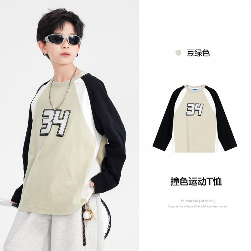 Boys Cotton College Style Long Sleeve T Shirt 2026 Teen Kids Loose Outdoor Top