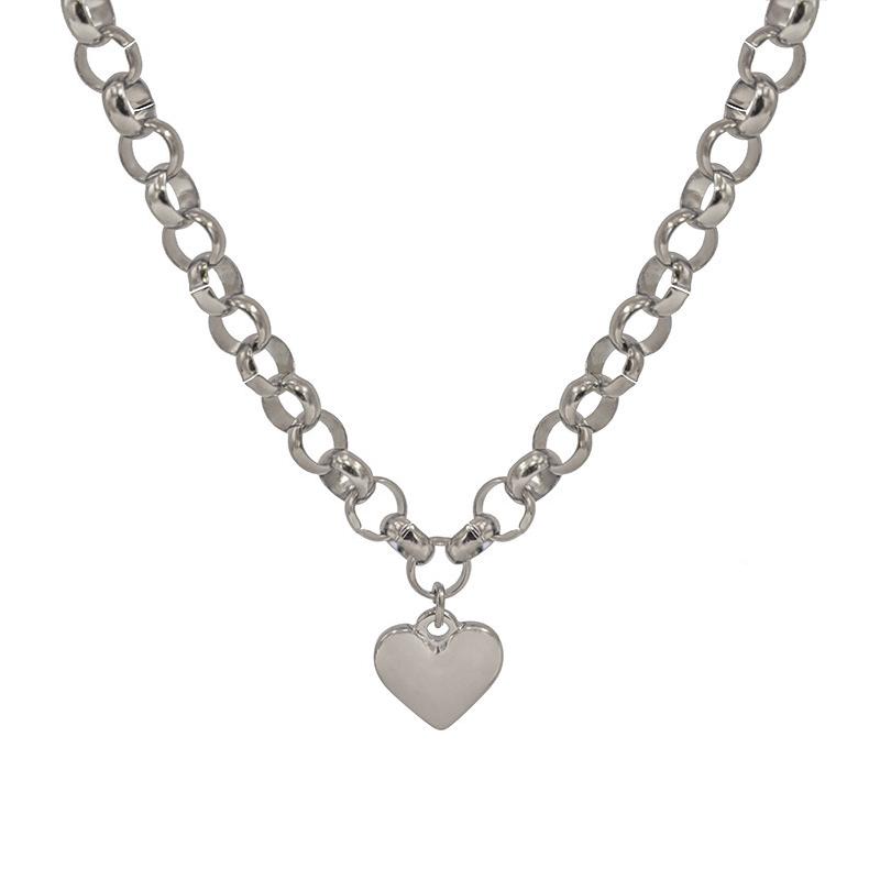 Fashion Heart Pendant Necklaces Women OT Clasp Cuban Link Chains Vintage Personalized Banquet Party Jewelry Accessories Gifts