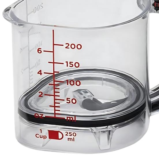 4-w-1 Regulowany Kubek Pomiarowy Kubek Pomiarowy z Krawędziami Zgarniającymi Wielofunkcyjny Niezbędnik Kuchenny do Pieczenia Gotowania