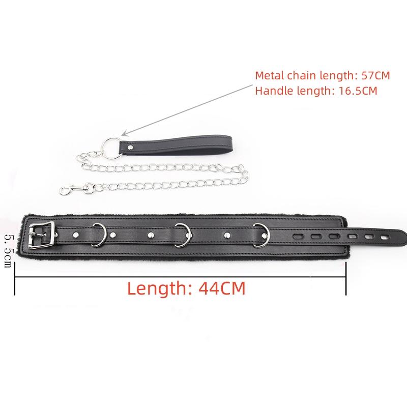 Bdsm Sex Collar Bondage Necklace Leather Plush Leash Steel Chain Dog Chain Punish Neck Collars Sex Toys For Woman Man Couples