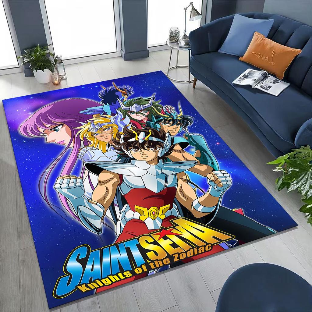 Retro Anime Saint Seiya Gold Saint Cartoon Rug for Bedroom Living Room Sofa Home Doormat Decor,Kids Play Non-slip Floor Mat Gift