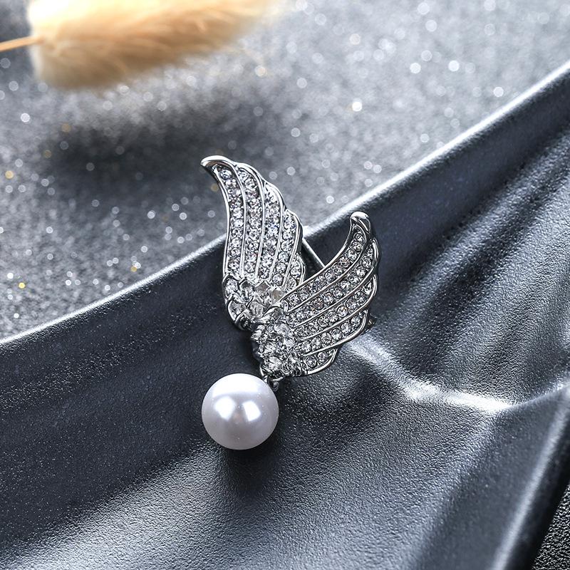 Broche Ailes d'Ange, Style Polyvalent, Broche Perle, Design Niche, Épingle Anti-éblouissement