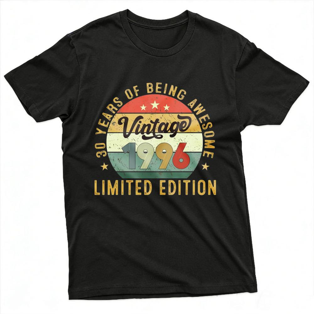 Vintage 1996 30 Years of Being Awesome Limited Edition Men TShirt Short Sleeve Fashion Birthday Gift Top Cotton Summer Clothes