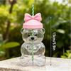 1Pcs Cartoon Bear Shaped Coffee Mug Cute Bear Mug Plastic Cup With Straw Transparent Creative Milk Coffee Water Cups