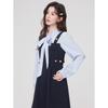 Autumn design feeling waist and thin fake two-piece faculty interview long-sleeved dress