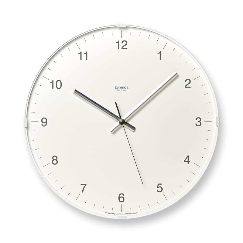 Analog Wall Clock Lemnos Biome Clock White ABS Resin Dome Glass Sweep Second Hand LC24-16 WH