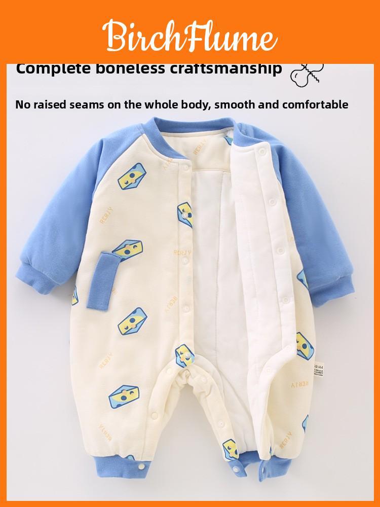 Baby Cotton Sleepsuit Winter Warmth With Snap Button Closure For Newborns